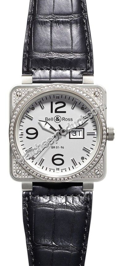 Bell & Ross White Quarter Arabic Dial Mens Watch BR01-96