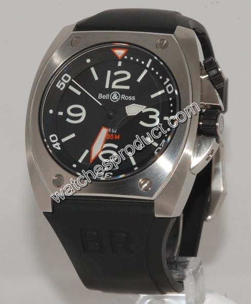 Bell & Ross Black Quarter Arabic Dial Mens Watch BR02