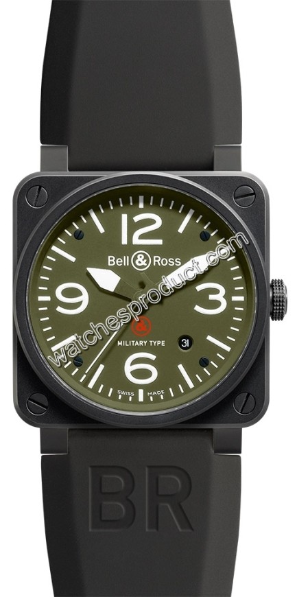 Bell & Ross Green Quarter Arabic Dial Watch BR03-92