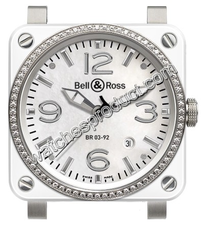 Bell & Ross White Mother of Pearl Quarter Arabic Dial Watch BR03-92