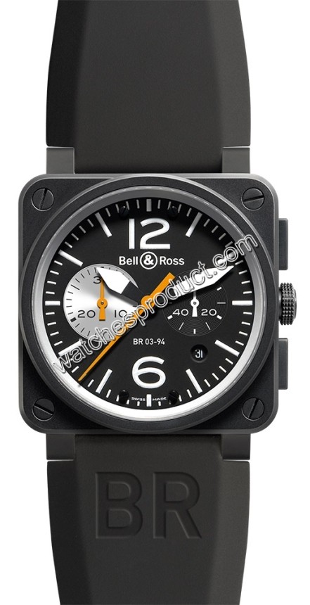 Bell & Ross Black Quarter Arabic Dial Mens Watch BR03-94