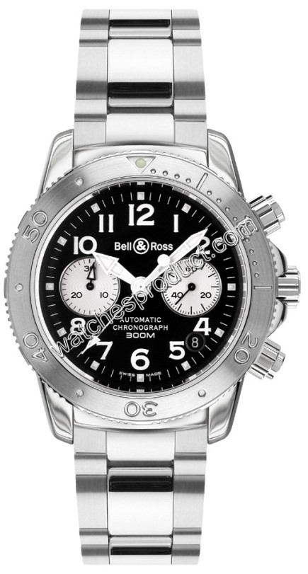 Bell & Ross Black Arabic Dial Mens Watch Diver 300 Black and White