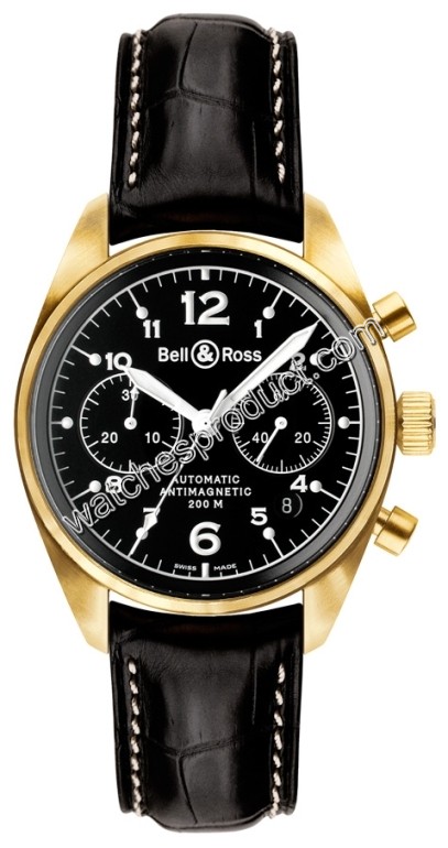 42.5mm Bell & Ross Mens Watch Gold Black