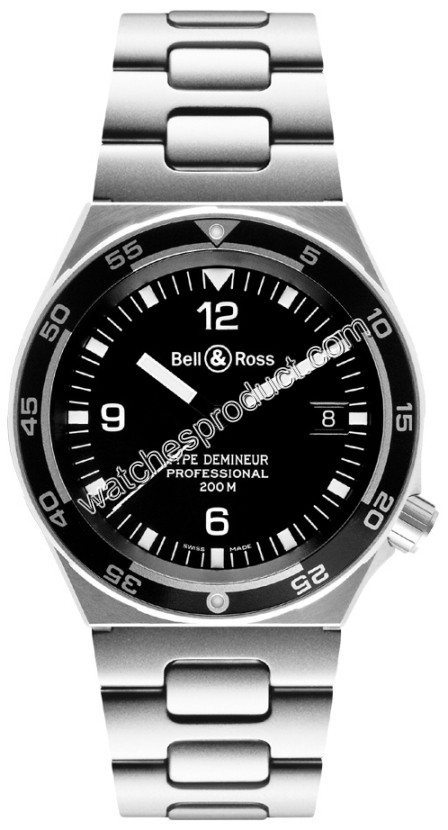 Bell & Ross Black Quarter Arabic Dial Mens Watch Type Demineur Black