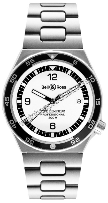 39.5mm Bell & Ross Mens Watch Type Demineur White