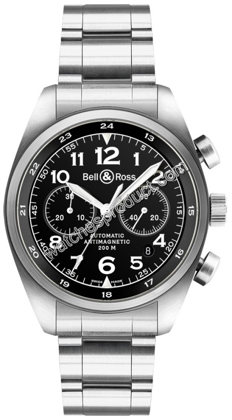 Bell & Ross Black Arabic Dial Mens Watch XL Black