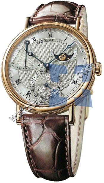 Breguet Silvered, hand engraved on a rose engine Dial Mens Watch 7137BA.11.9V6