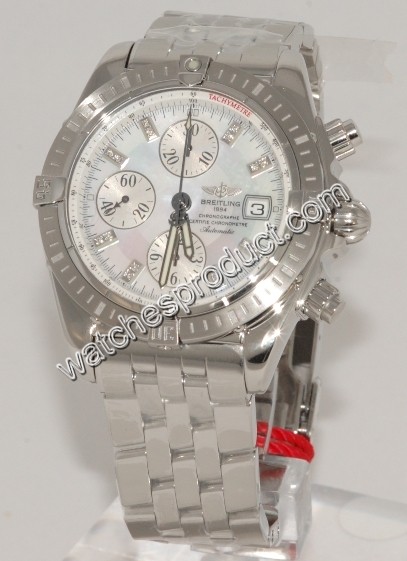 Breitling White Mother of Pearl Diamond Dial Mens Watch A133569