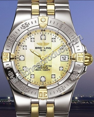 Breitling Yellow Mother of Pearl Diamond Dial Ladies Watch B71340