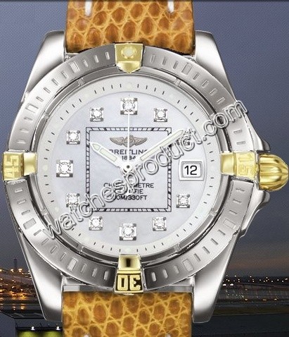 Breitling White Mother of Pearl Diamond Dial Watch B71356