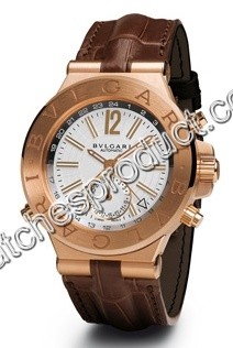 Bvlgari White Baton Dial Mens Watch DGP40C6GLDGMT