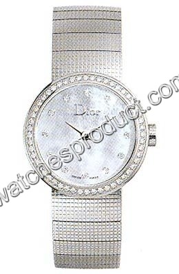 Christian Dior White Mother of Pearl Diamond Dial Watch CD041111M003