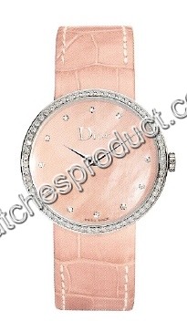 Christian Dior Pink Mother of Pearl Diamond Dial Ladies Watch CD042111A002