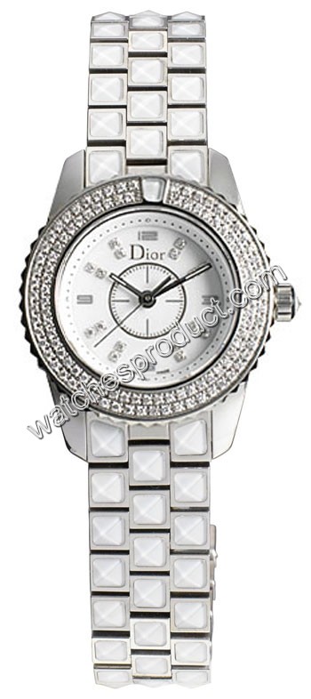 Christian Dior White with 16 diamonds Dial Ladies Watch CD112118M001