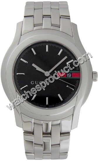 Gucci Black dial with red and green striped Dial Watch YA055202