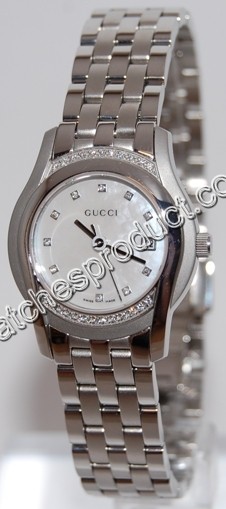 Gucci White Mother of Pearl Diamond Dial ladies Watch YA055510