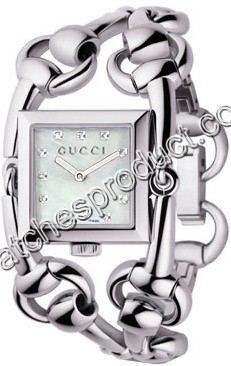 Gucci White Mother of Pearl Diamond Dial Watch YA116309