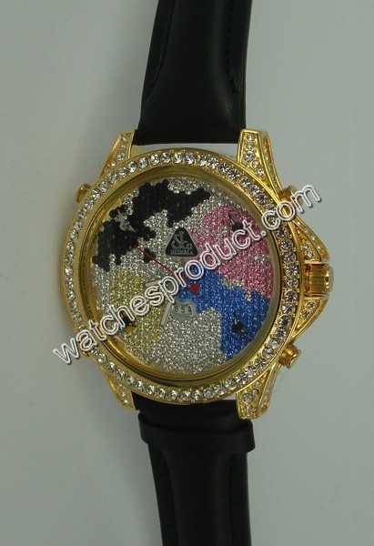 Jacob & Co. world map design in multi colored pave diamonds Dial Unisex Watch 8762