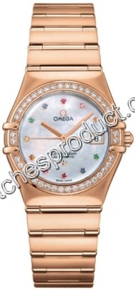 Omega White MOP Multi Coloured Gem Set Dial Ladies Watch 1140.79.00