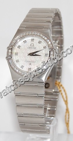 Omega White Mother of Pearl Diamond Dial Ladies Watch 1458.75.00