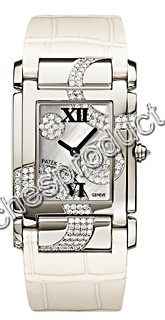 Patek Philippe White Mother-of-pearl and Diamond Pave Dial Watch 4914G