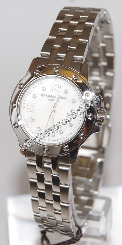 Raymond Weil White Mother of Pearl Diamond Dial Watch 5399-ST-00995