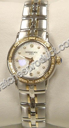 Raymond Weil White Mother of Pearl Diamond Dial ladies Watch 9440-STS-97081