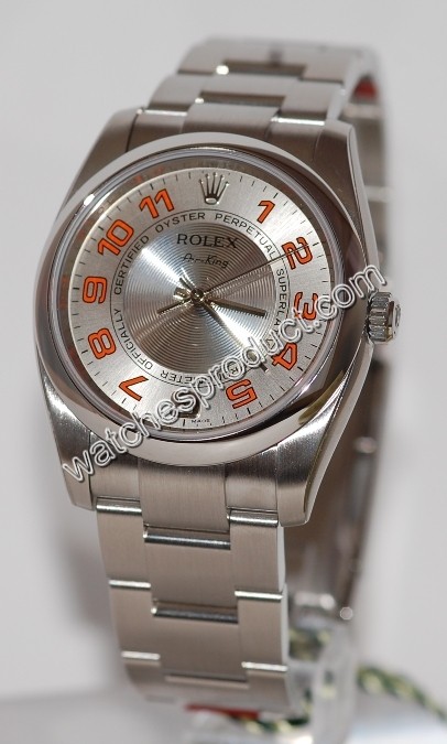 Rolex Silver Arabic Dial Watch 114200