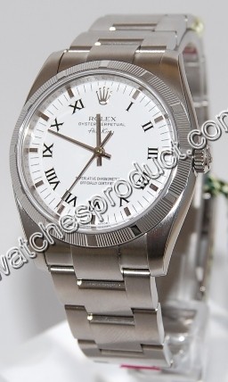 Rolex White Roman Numeral Dial Watch 114210