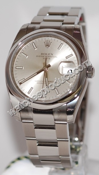 Rolex Silver Baton Dial Watch 115200