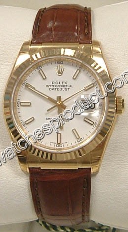 Rolex White Baton Dial Watch 116138