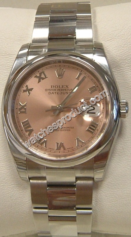 Rolex Pink Roman Numeral Dial Watch 116200