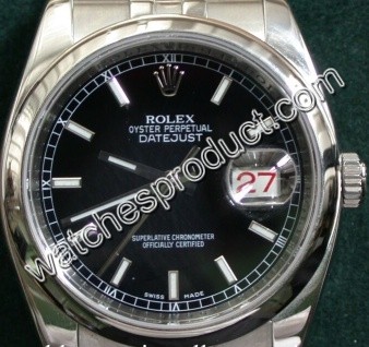 Rolex Black Baton Dial Watch 116200