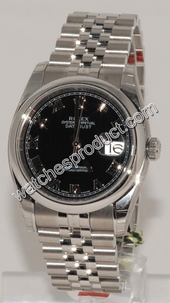 Rolex Black Roman Numeral Dial Watch 116200