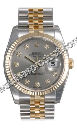 Rolex Grey With 10 Diamonds Dial Watch 116233GYDJ