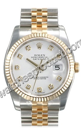 Rolex White With 10 Diamonds Dial Watch 116233WDJ