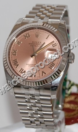 Rolex Salmon Roman Numeral Dial Watch 116234