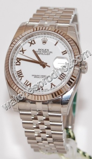 Rolex White Roman Numeral Dial Watch 116234