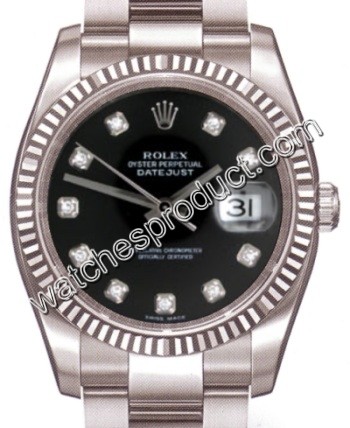 Rolex Black Diamond Dial Mens Watch 116234