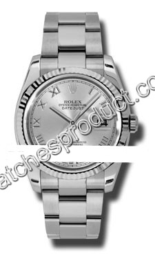 Rolex Silver Roman Numeral Dial Watch 116234