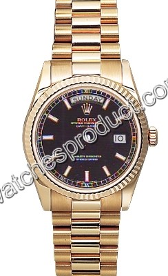 Rolex Black Baton Dial Mens Watch 118235