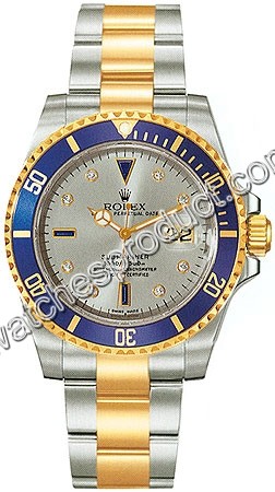 Rolex Grey With 8 Diamonds and 3 Sapphires Dial Mens Watch 16613GYDO