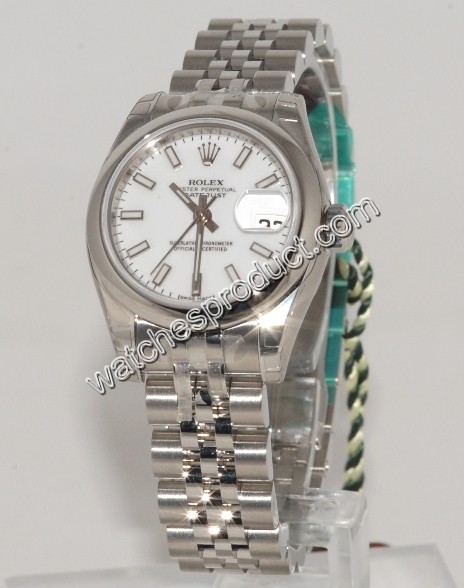 Rolex White Baton Dial Watch 179160