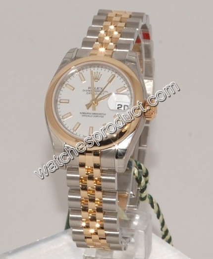 Rolex White Baton Dial Watch 179163