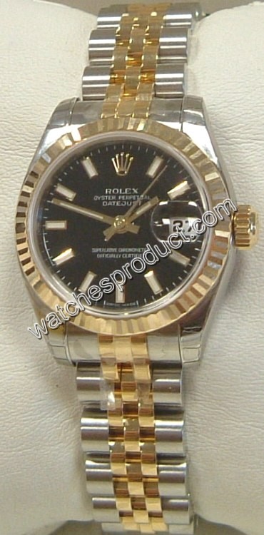 Rolex Black Baton Dial Ladies Watch 179173