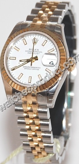 Rolex White Baton Dial Ladies Watch 179173