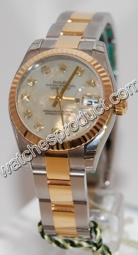 Rolex White Mother of Pearl Diamond Dial Ladies Watch 179173