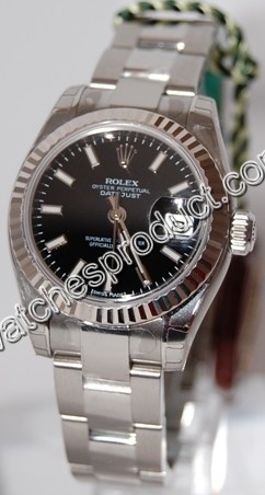 Rolex Black Baton Dial Ladies Watch 179174