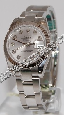 Rolex Silver Diamond Dial Ladies Watch 179174