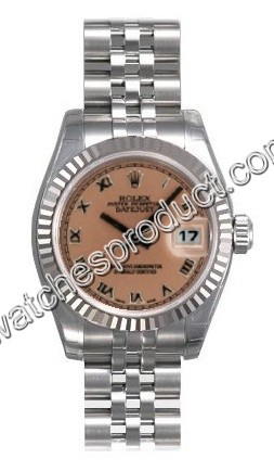 Rolex Pink Roman Numeral Dial Ladies Watch 179174